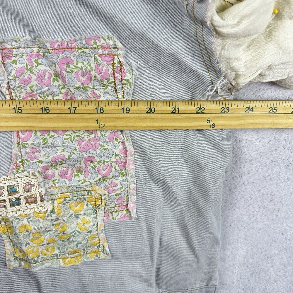 Pol Patchwork Lace Denim Distressed Jacket Boho C… - image 8